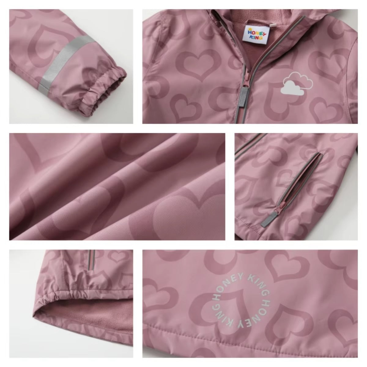 Kids Heart Print Rain Suit