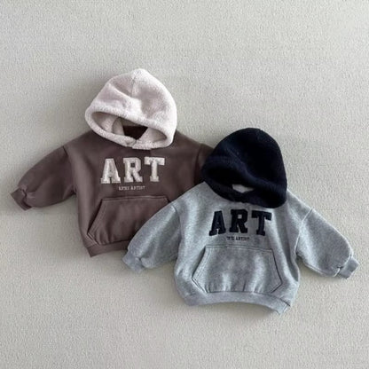 Kids Plush Fleece Hooded Sweatshirt & Jogger Set