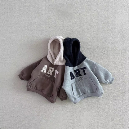Kids Plush Fleece Hooded Sweatshirt & Jogger Set
