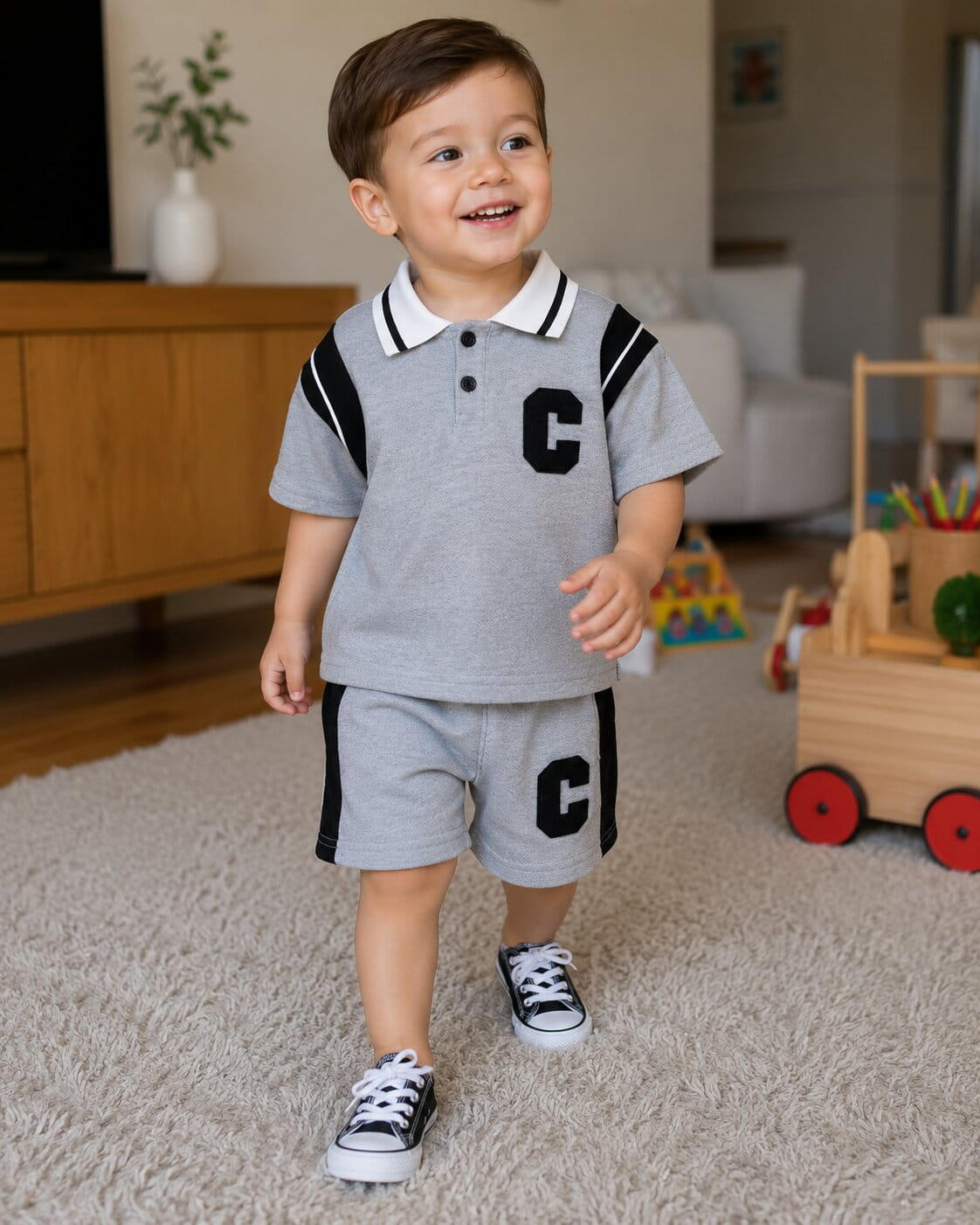 Kids Varsity Polo Shorts Set