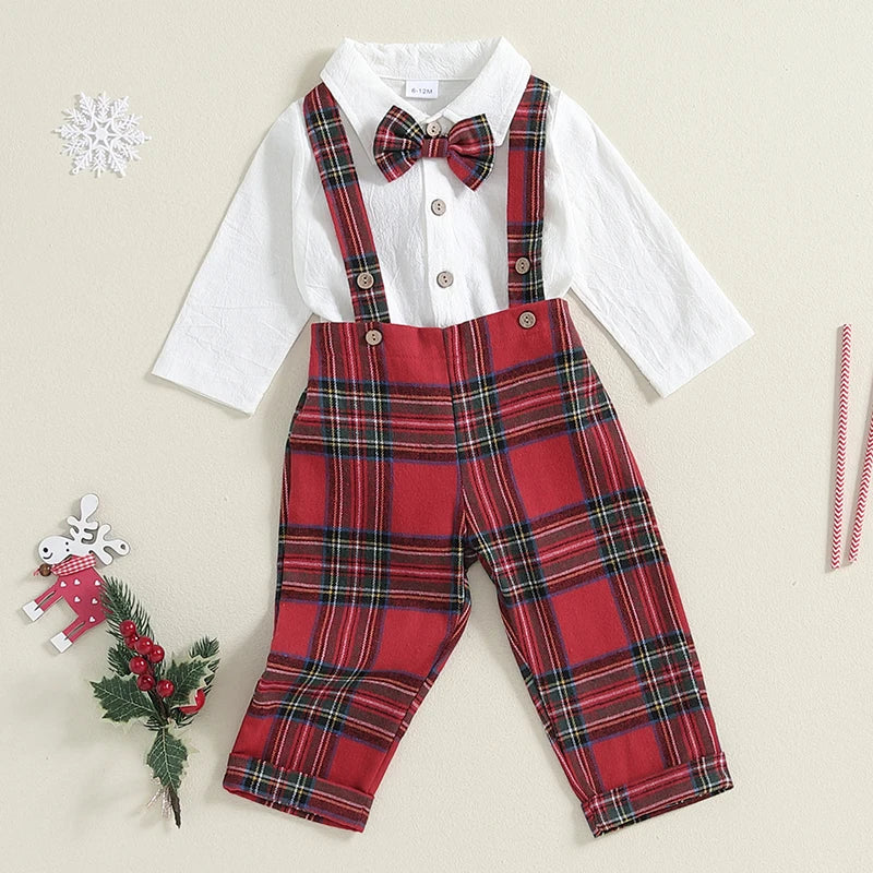 Baby 3-Piece Collared Romper Set
