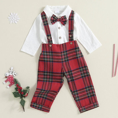 Baby 3-Piece Collared Romper Set