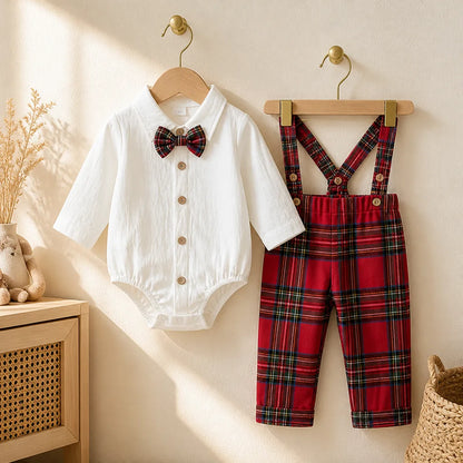 Baby 3-Piece Collared Romper Set