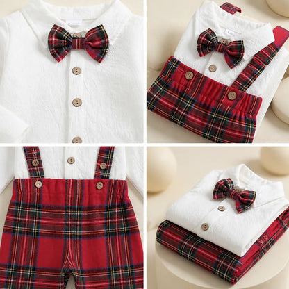Baby 3-Piece Collared Romper Set