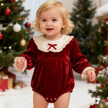 Baby Bow Collar Christmas Romper