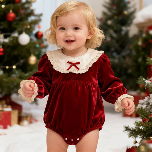 Baby Bow Collar Christmas Romper