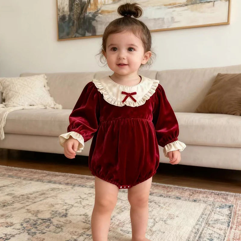 Baby Bow Collar Christmas Romper