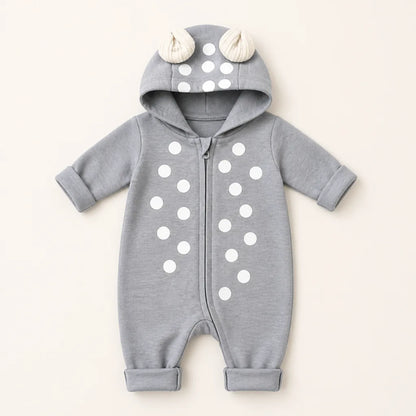 Baby Cotton Deer Print Hooded Romper