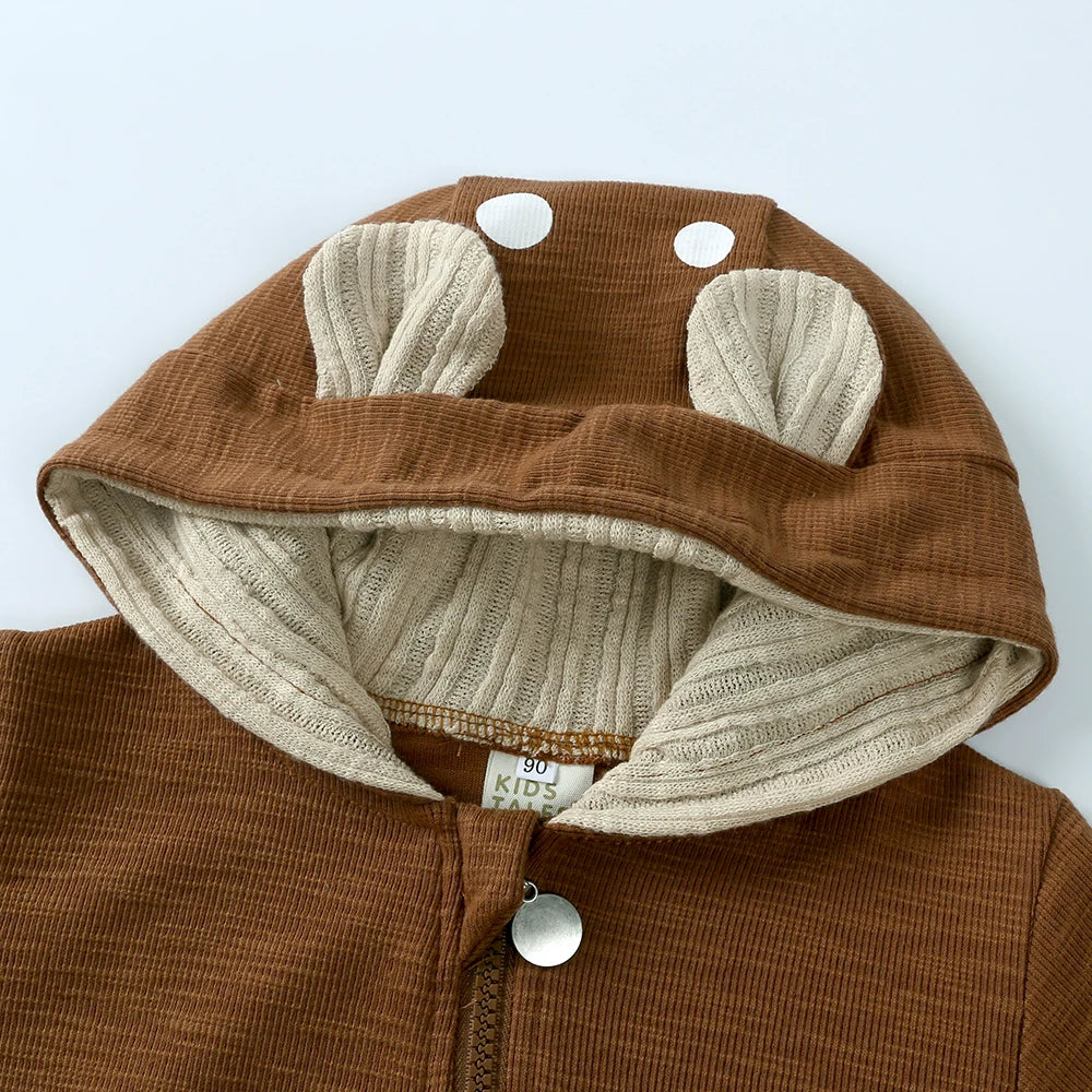 Baby Cotton Deer Print Hooded Romper