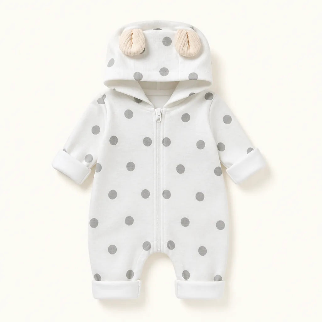 Baby Cotton Deer Print Hooded Romper
