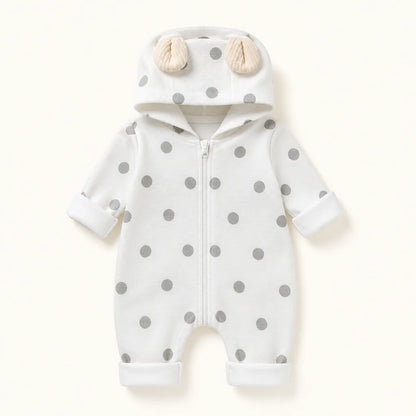 Baby Cotton Deer Print Hooded Romper