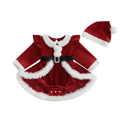 Baby Girl 3-Piece Christmas Romper Set