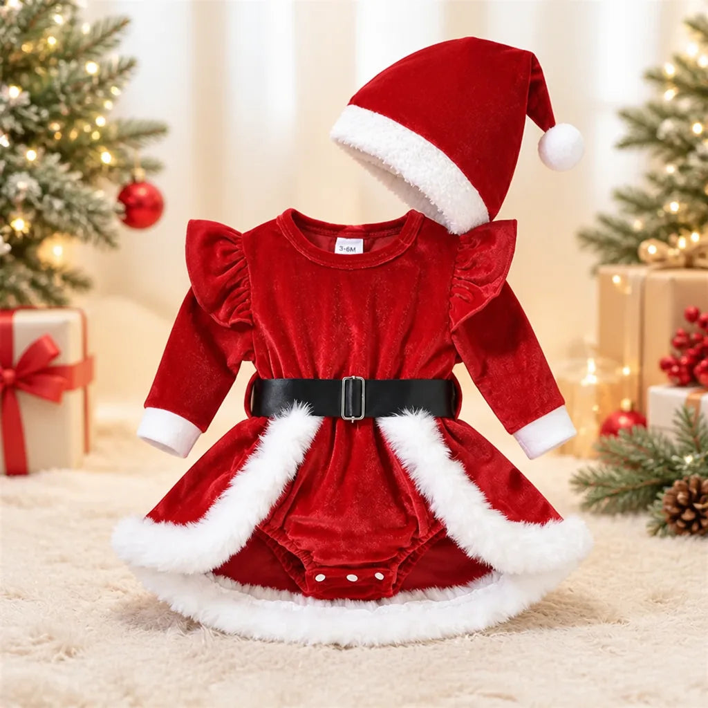 Baby Girl Christmas Romper Dress Set