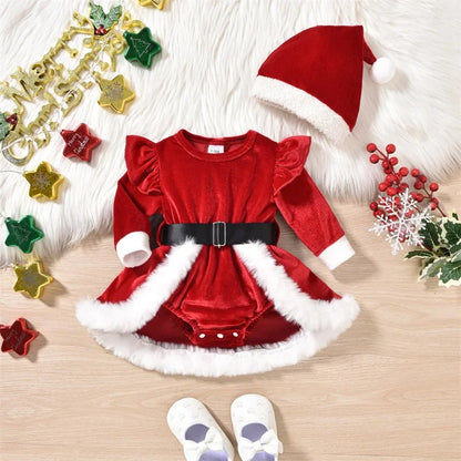 Baby Girl Christmas Romper Dress Set