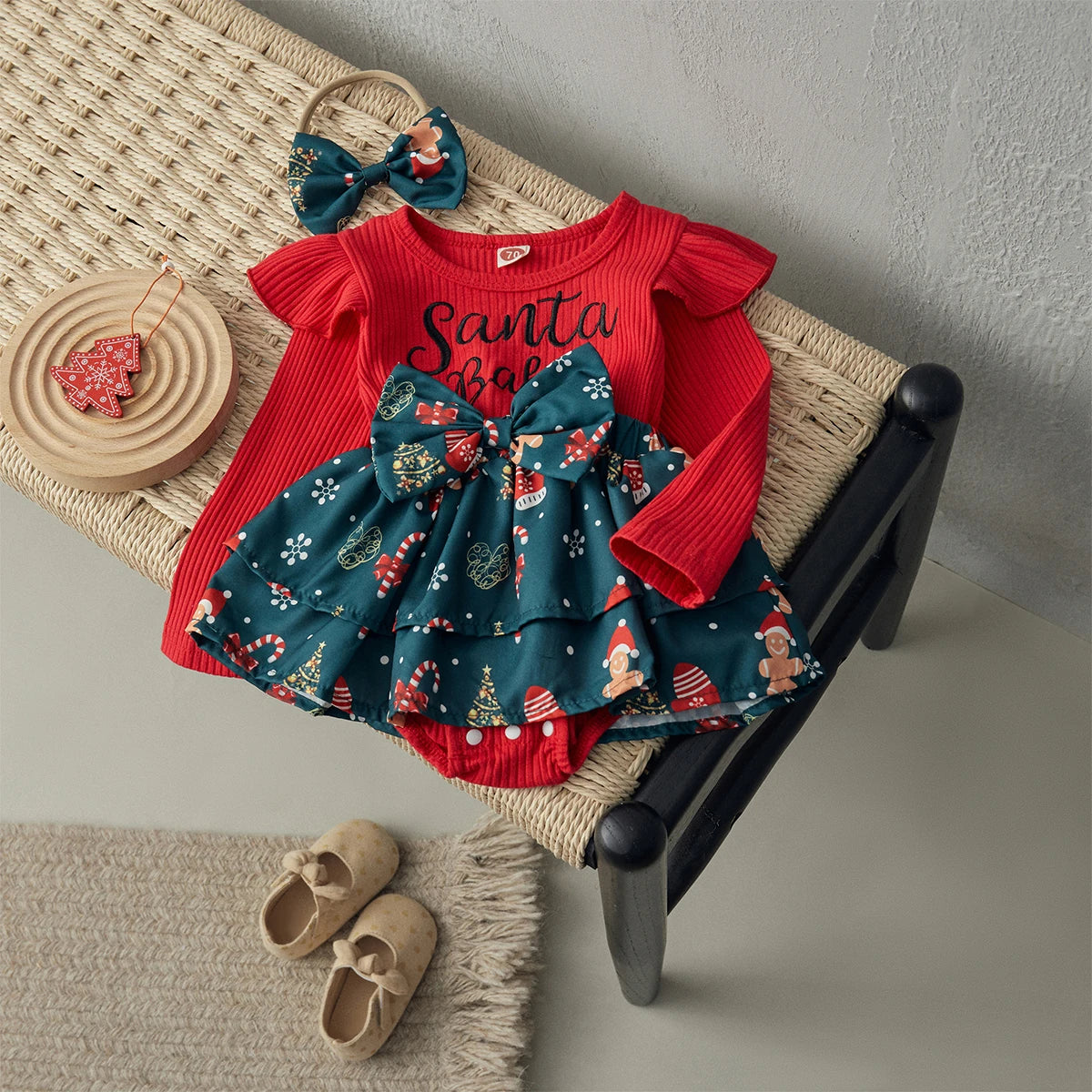 Baby Girl Christmas Santa Romper Dress Set