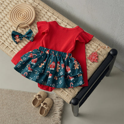 Baby Girl Christmas Santa Romper Dress Set