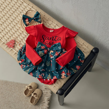 Baby Girl Christmas Santa Romper Dress Set