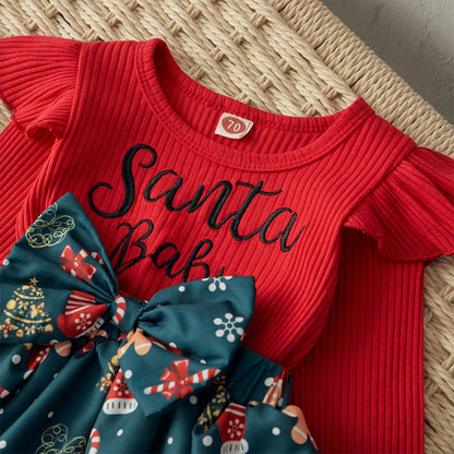 Baby Girl Christmas Santa Romper Dress Set