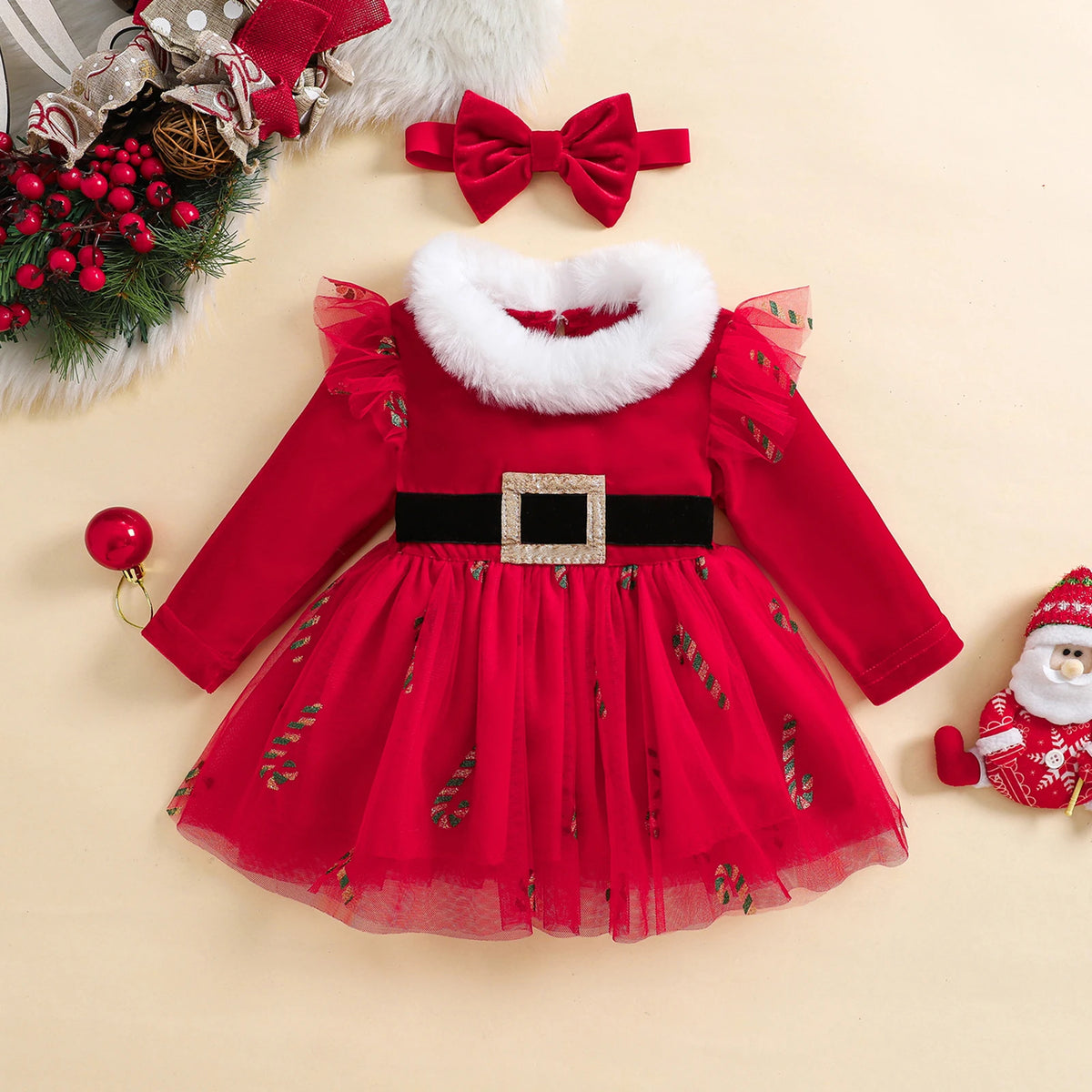 Baby Girl Christmas Tulle Dress Set