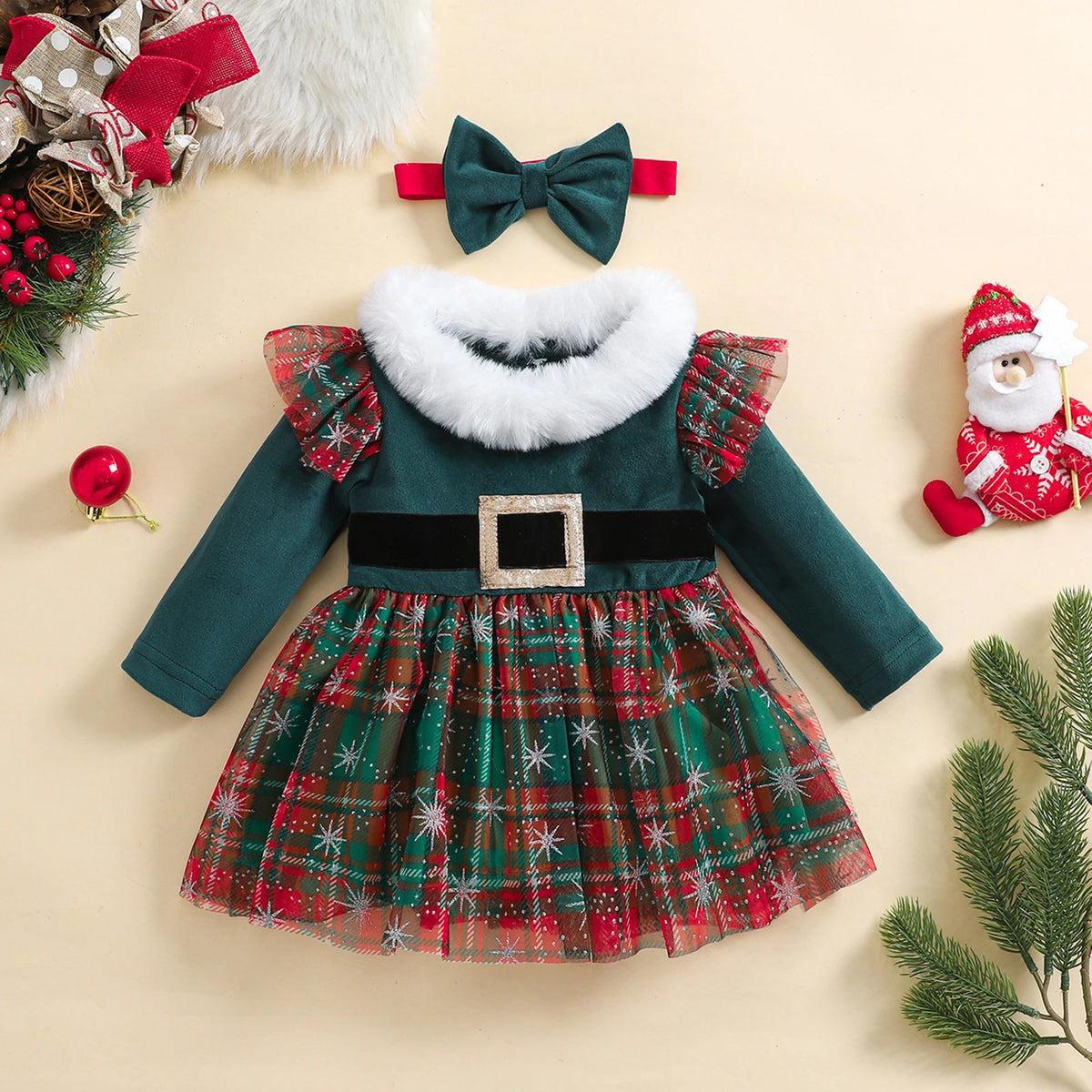 Baby Girl Christmas Tulle Dress Set