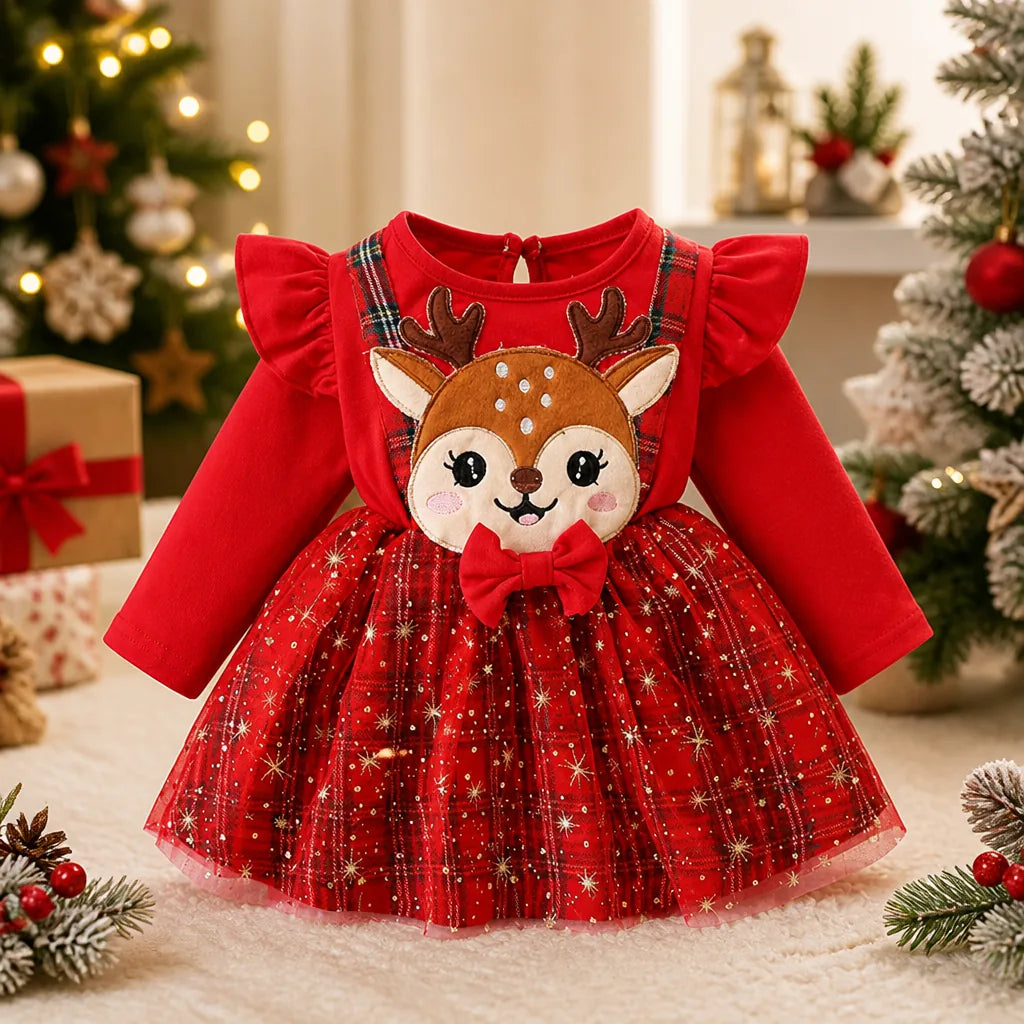 Baby Girl Reindeer Christmas Dress