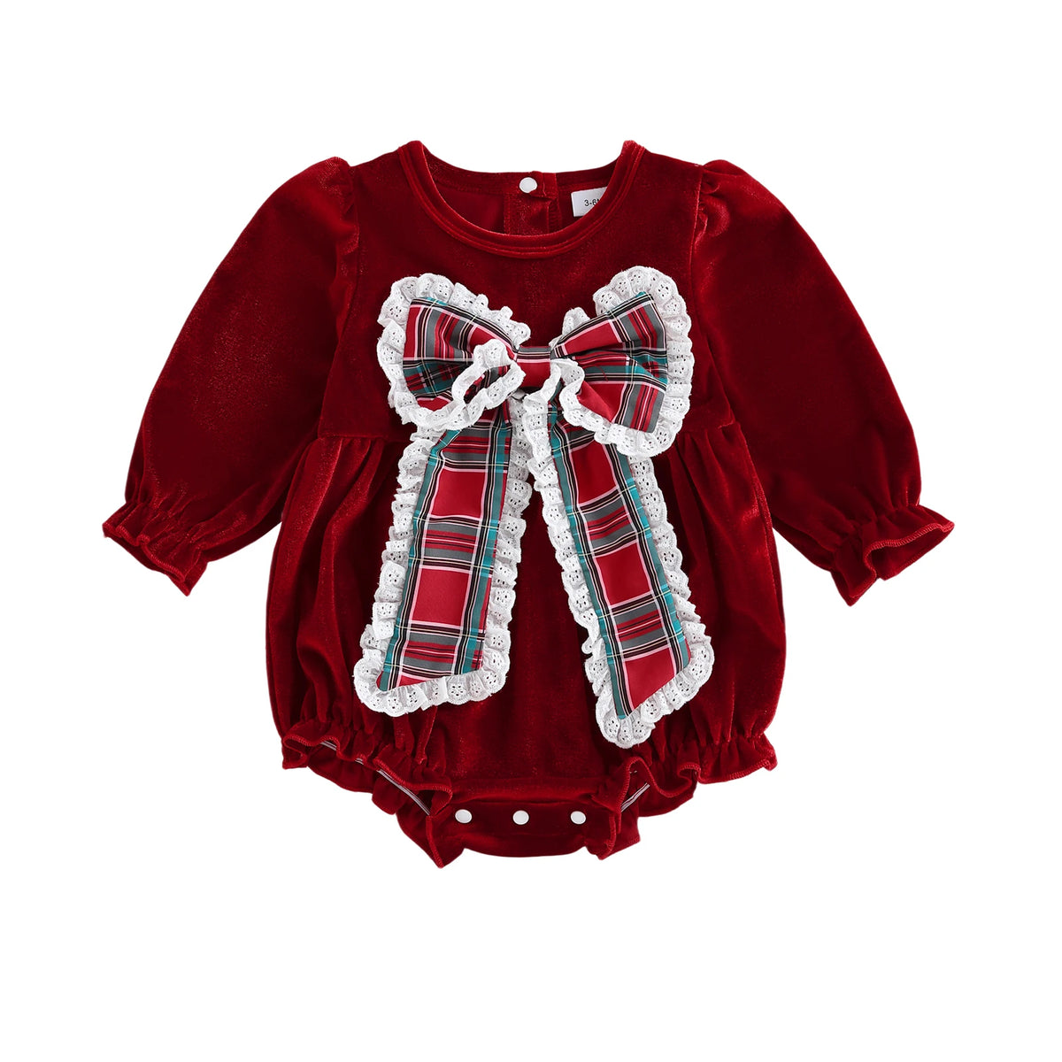 Baby Girl Velvet-Look Bubble Romper