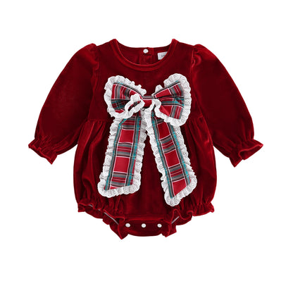 Baby Girl Velvet-Look Bubble Romper