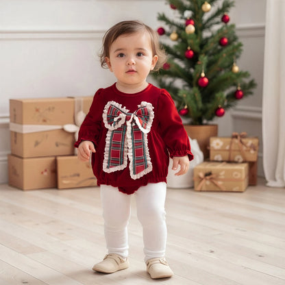 Baby Girl Velvet-Look Bubble Romper