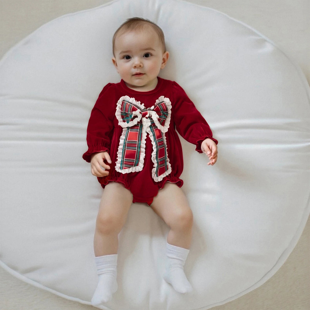 Baby Girl Velvet-Look Bubble Romper
