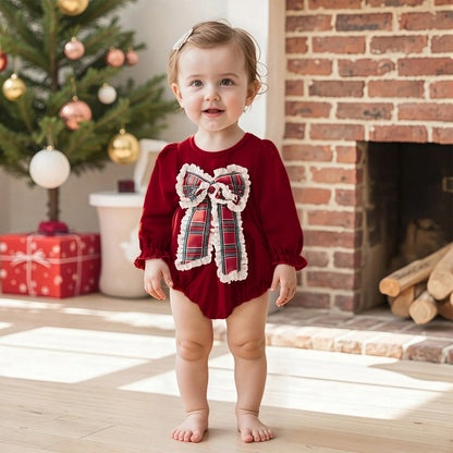 Baby Girl Velvet-Look Bubble Romper