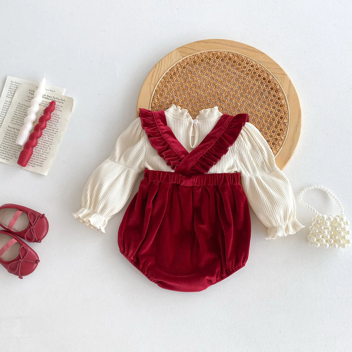 Baby Velvet-Look 2-Piece Romper
