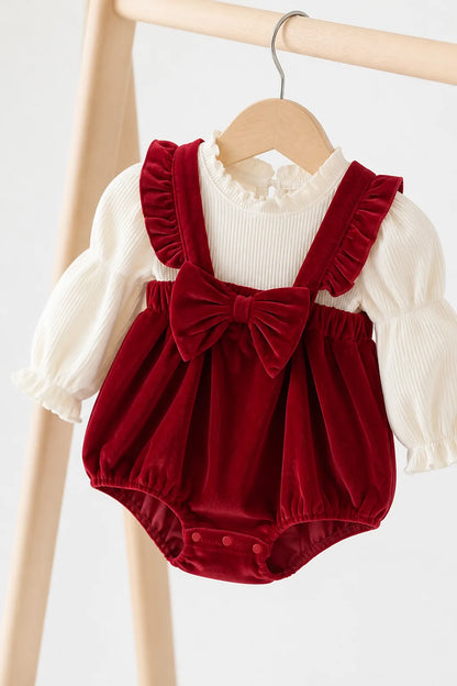 Baby Velvet-Look 2-Piece Romper