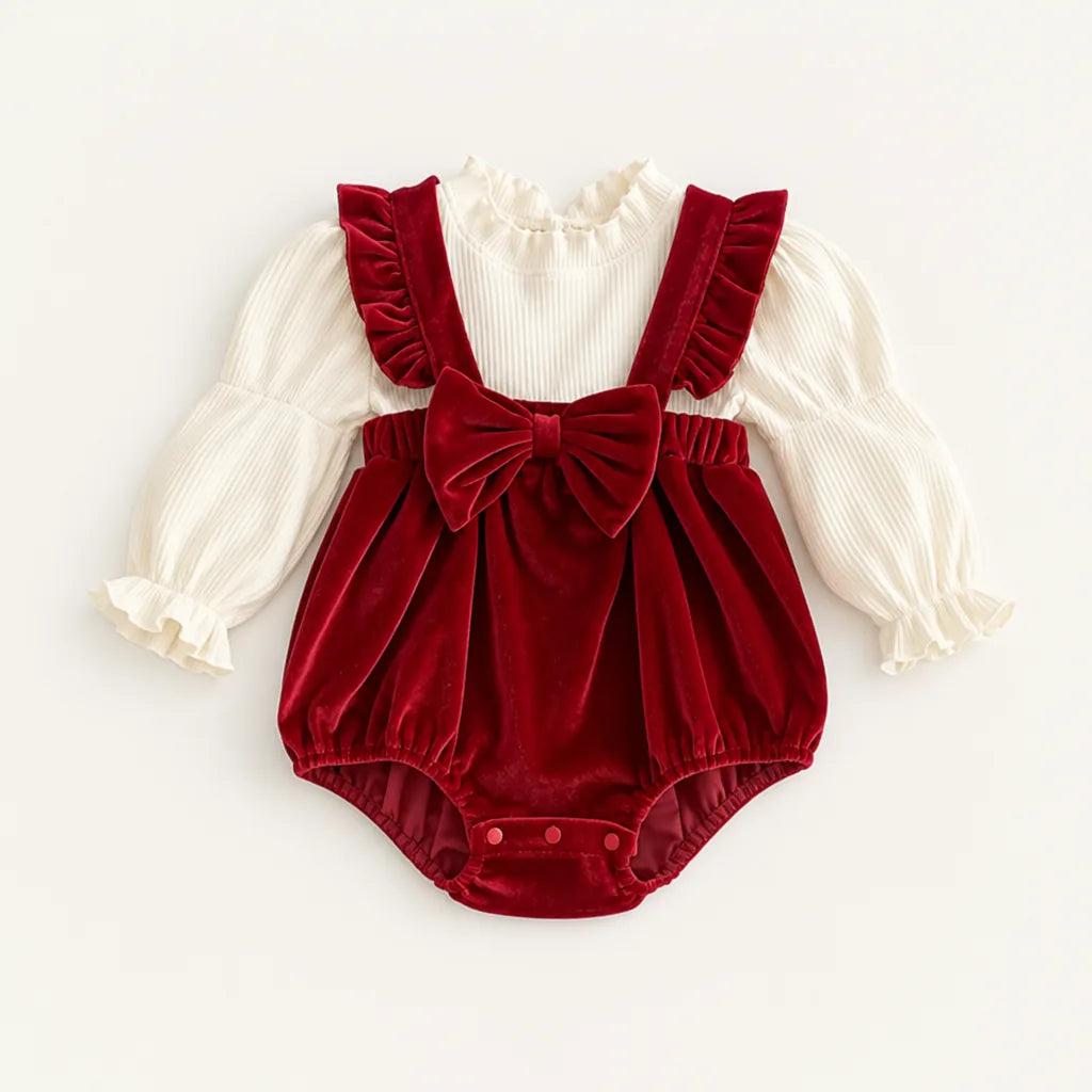 Baby Velvet-Look 2-Piece Romper