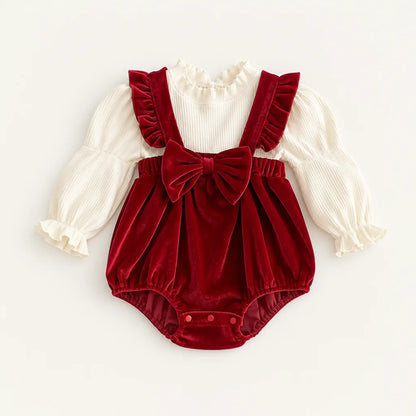 Baby Velvet-Look 2-Piece Romper