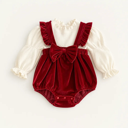 Baby Velvet-Look 2-Piece Romper