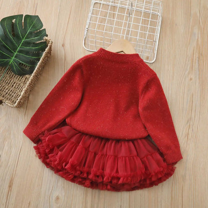 Girls Cardigan and Tiered Tulle Skirt Set
