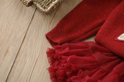 Girls Cardigan and Tiered Tulle Skirt Set