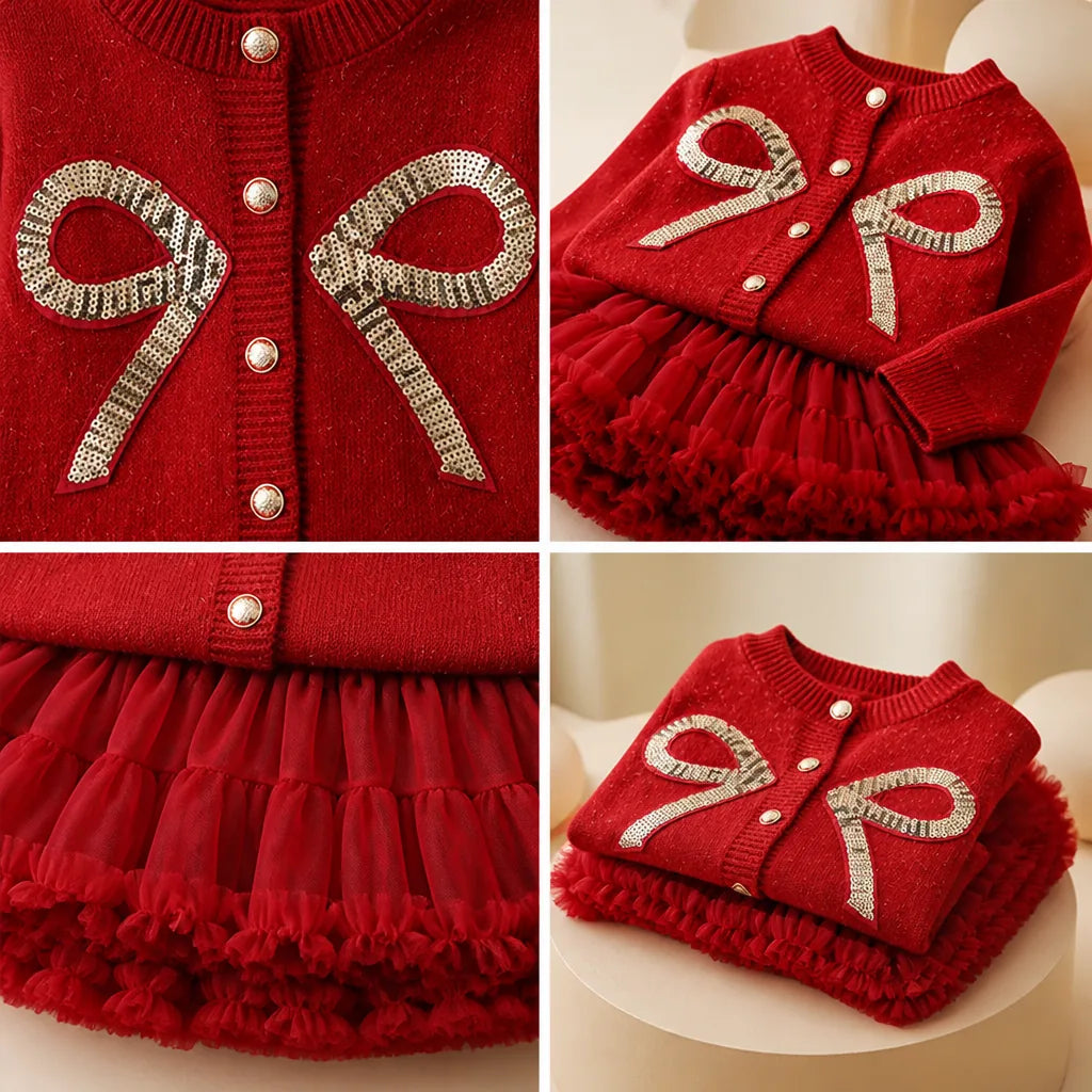 Girls Cardigan and Tiered Tulle Skirt Set