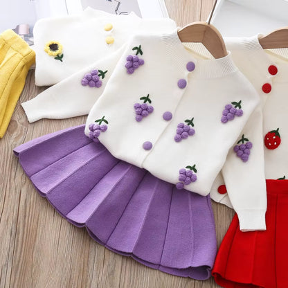 Girls Christmas Knit Sweater & Skirt Set