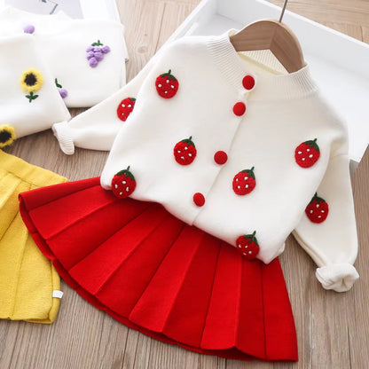 Girls Christmas Knit Sweater & Skirt Set