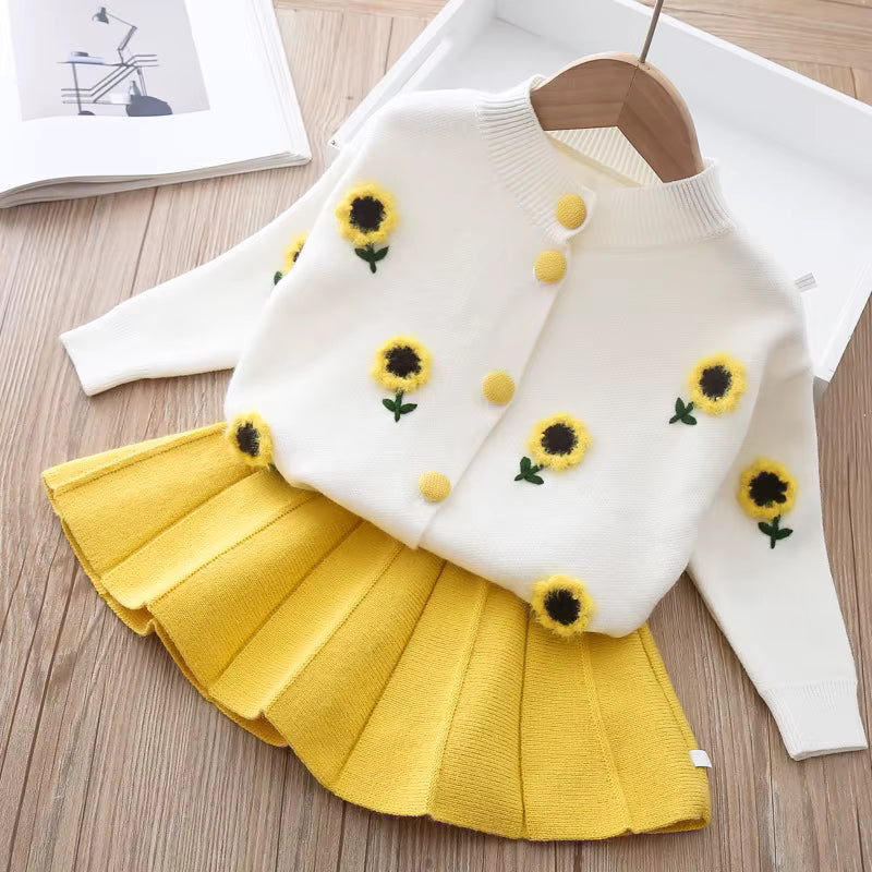 Girls Christmas Knit Sweater & Skirt Set