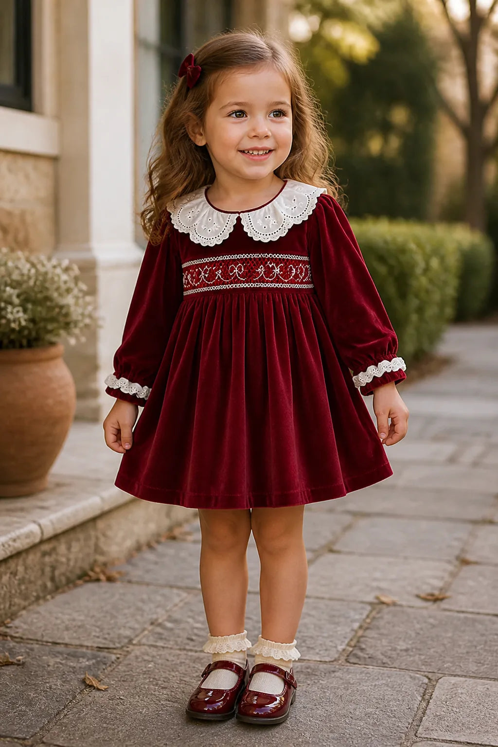 Girls Christmas Lace Collar Dress or Baby Romper