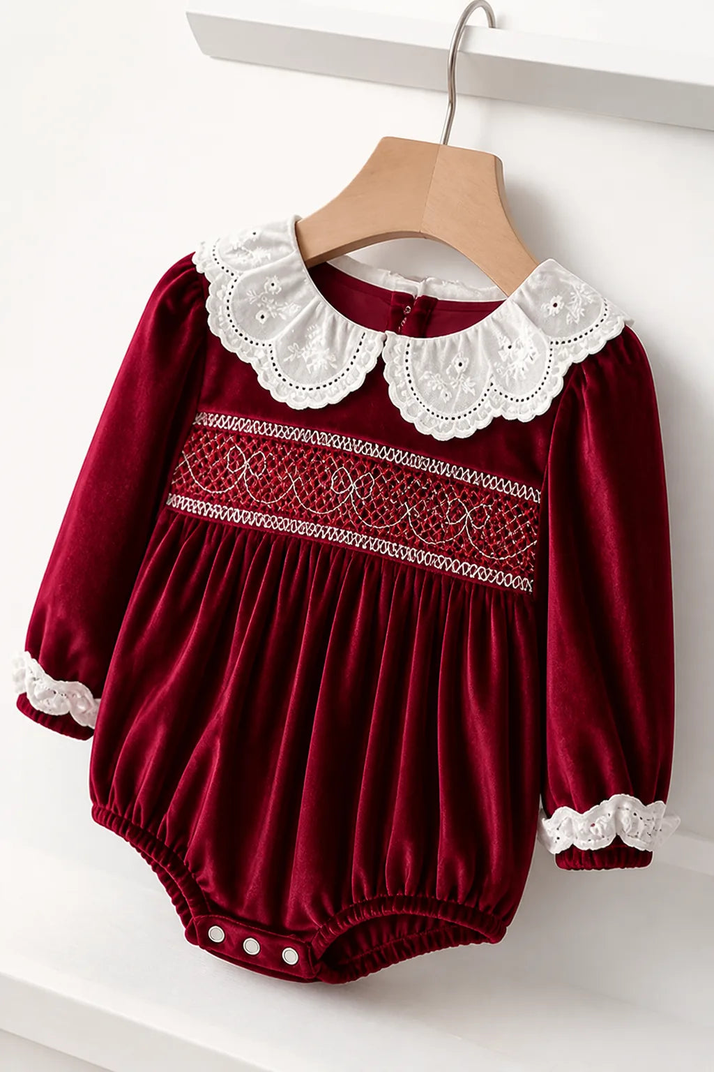 Girls Christmas Lace Collar Dress or Baby Romper