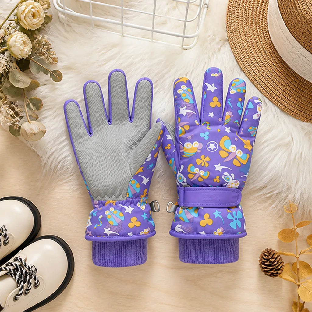 Children's Cartoon Ski Gloves
