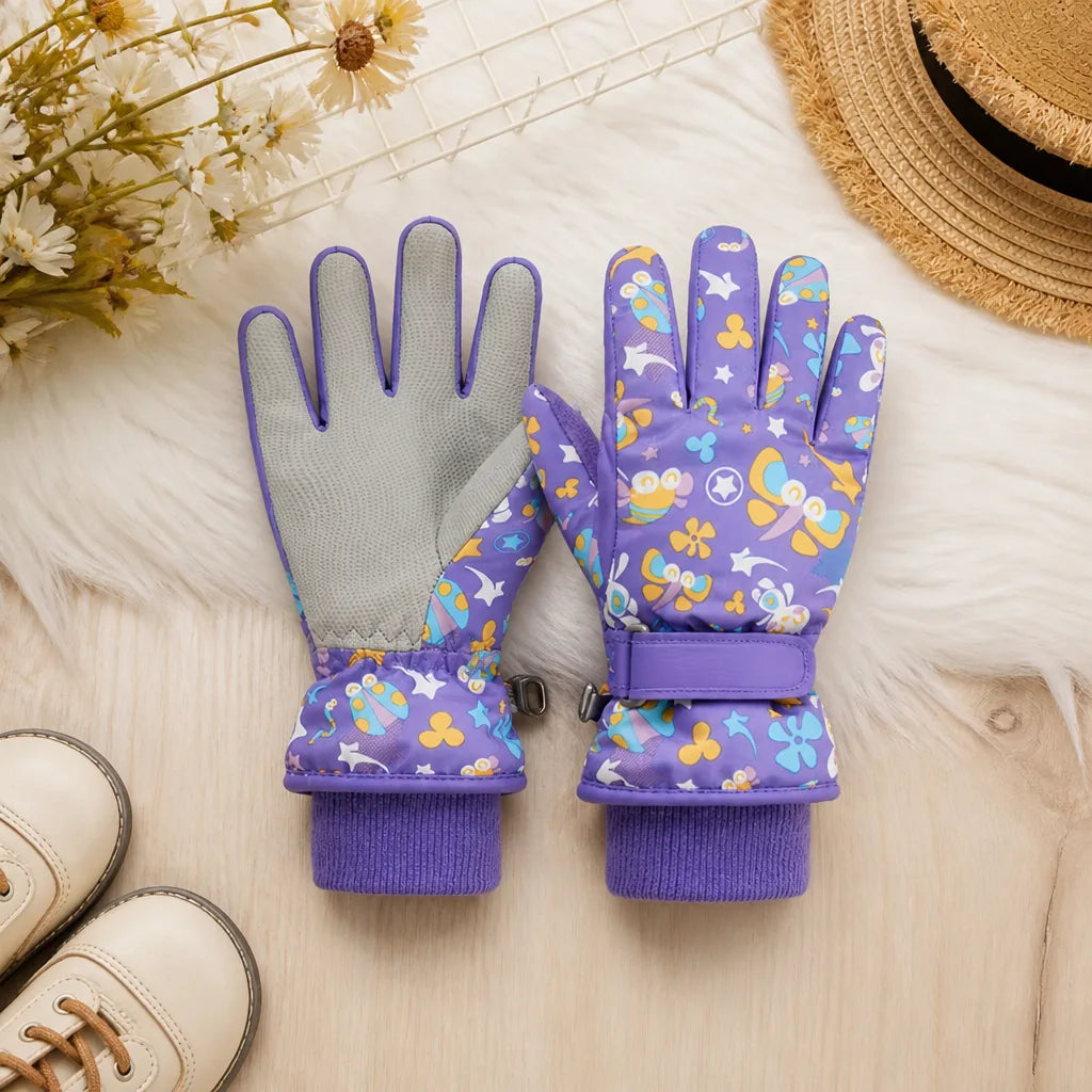 Children's Cartoon Ski Gloves