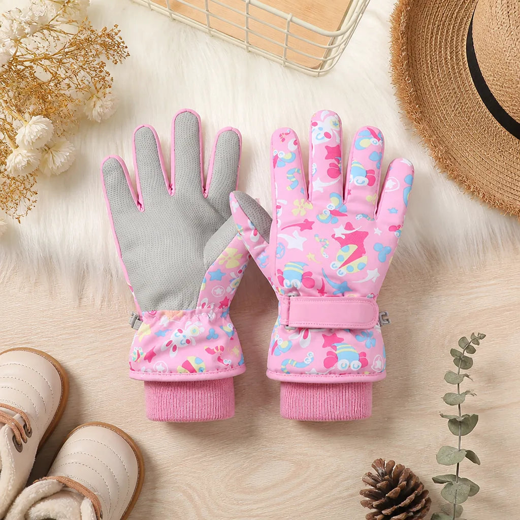Children's Cartoon Ski Gloves