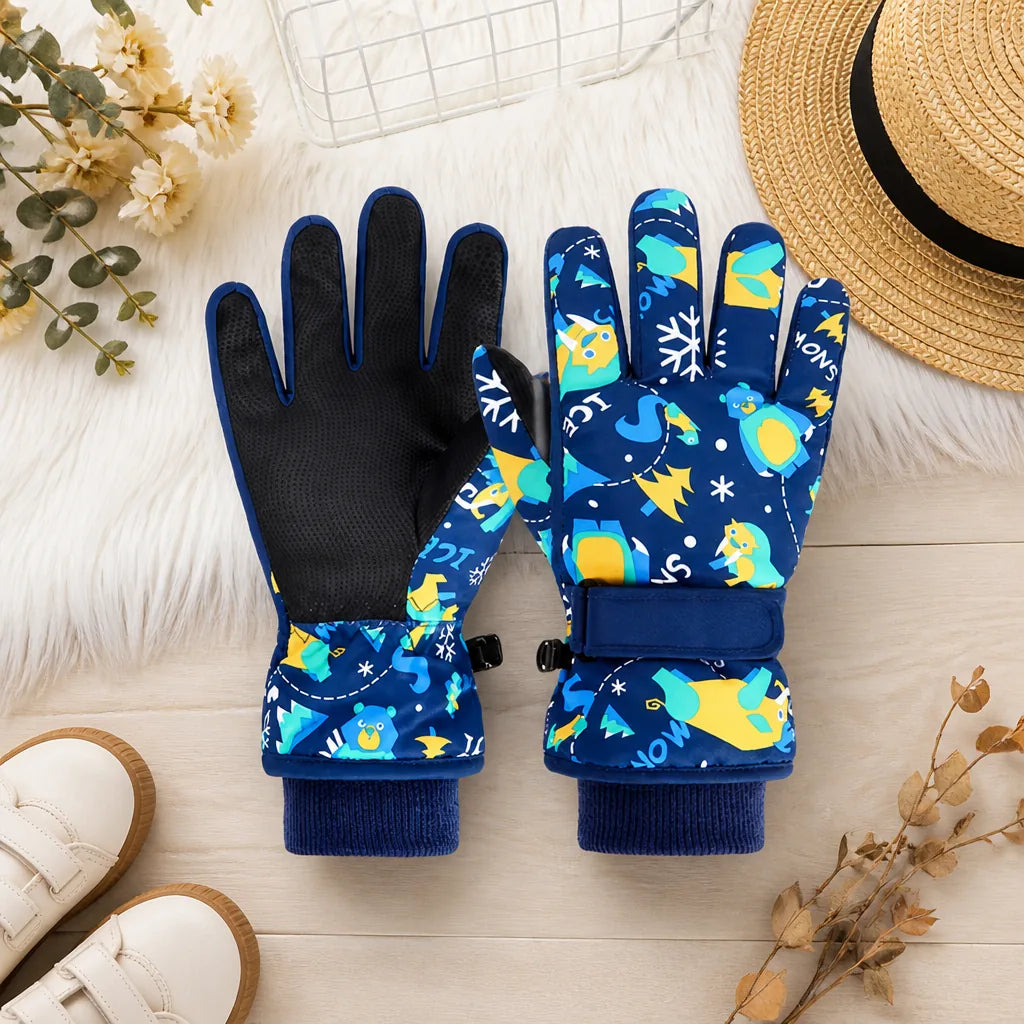 Children's Cartoon Ski Gloves