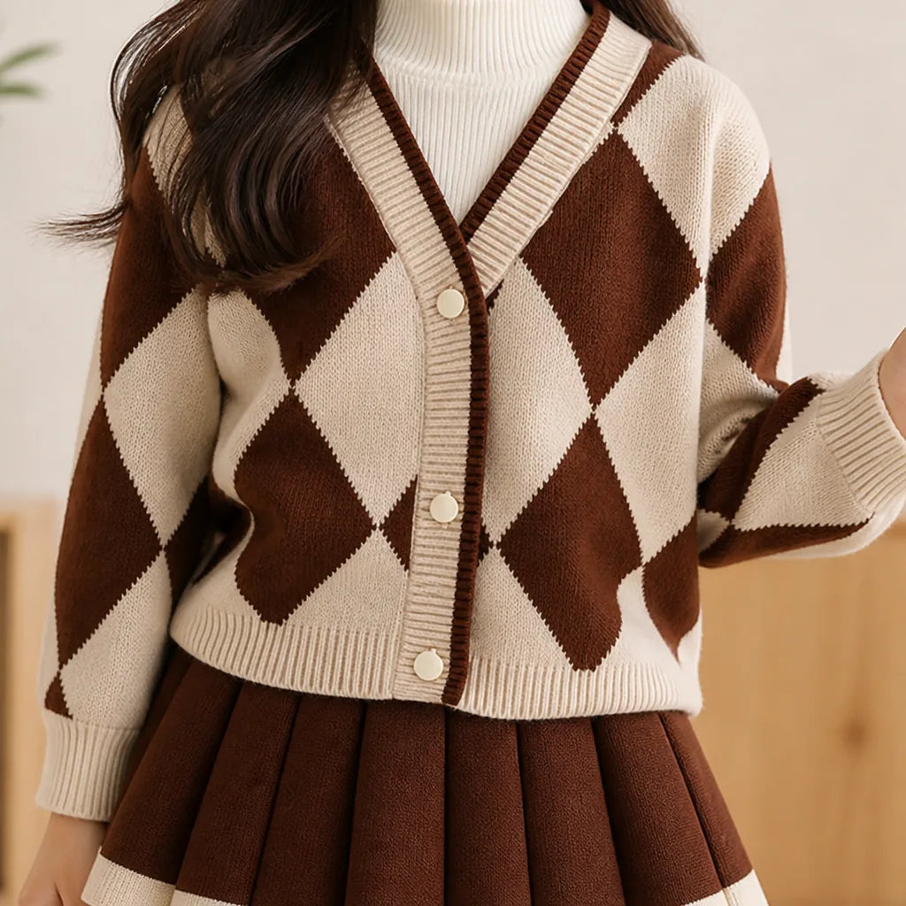 Sweater Set Girls' Checked Knit