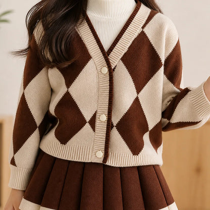 Sweater Set Girls' Checked Knit
