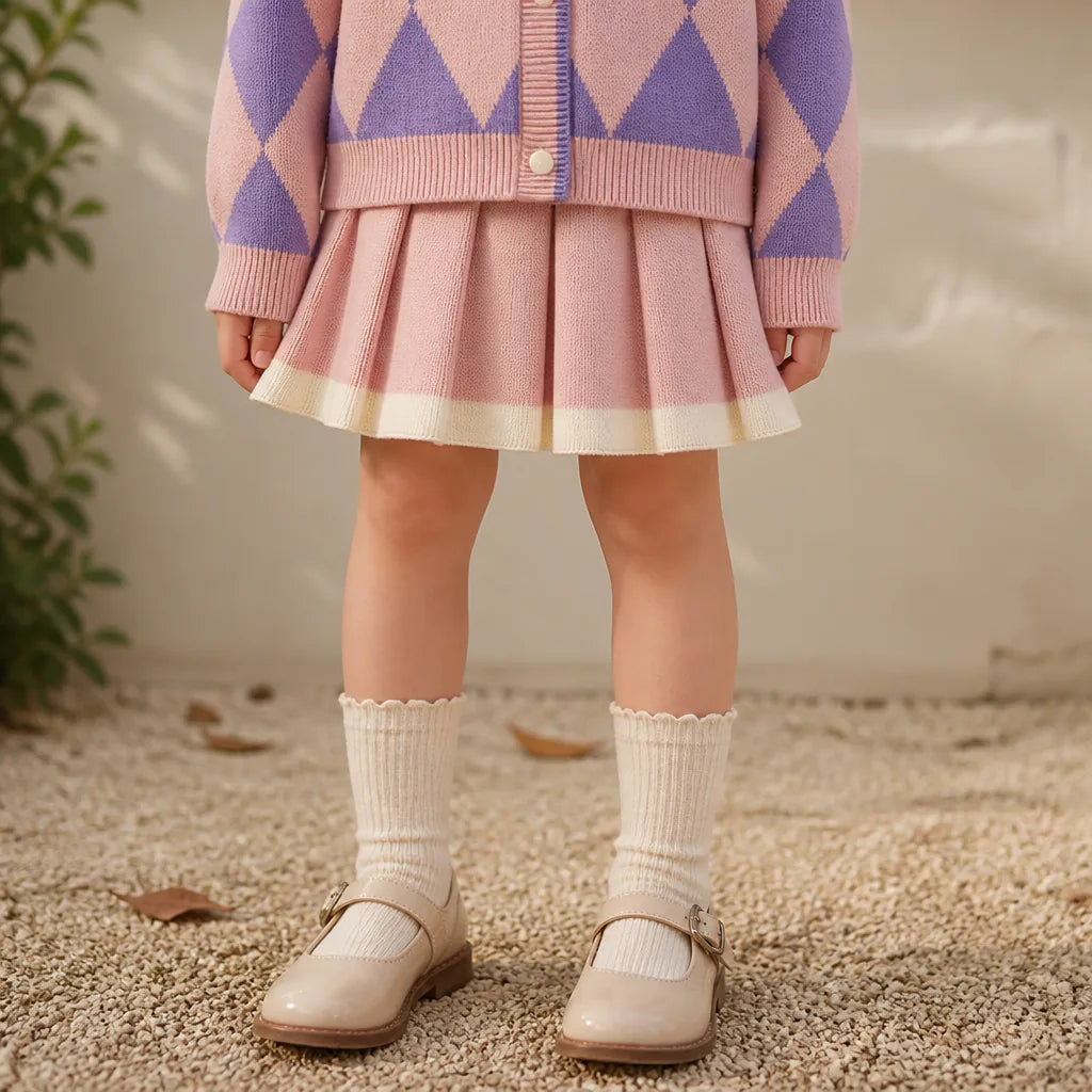 Sweater Set Girls' Checked Knit